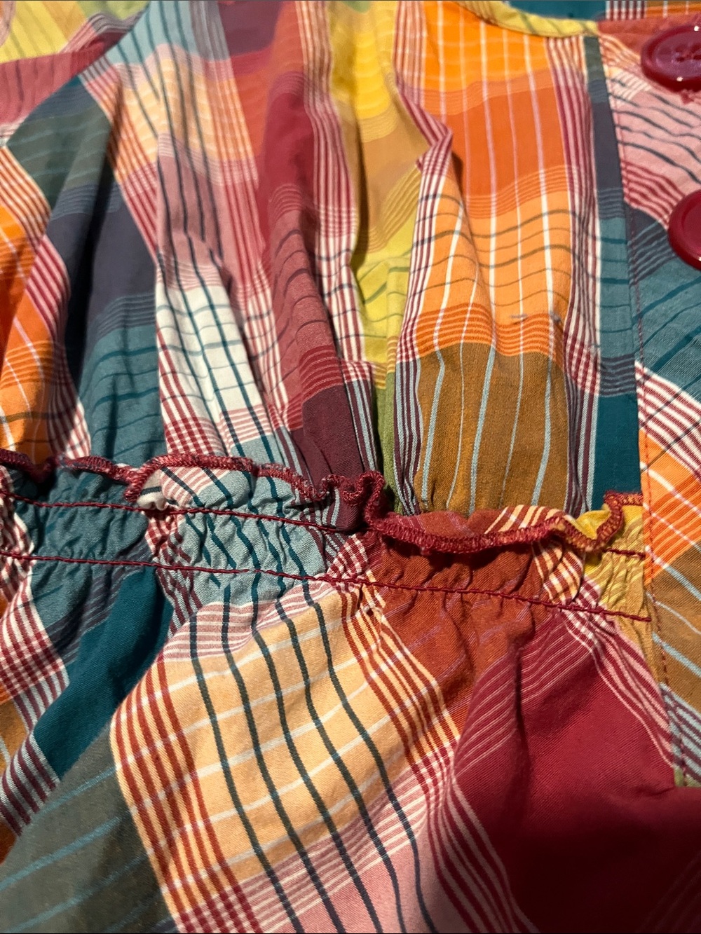 Lane Bryant Plaid Peplum Tunic - Burgundy, Teal, Mustard - Picture 13 of 14